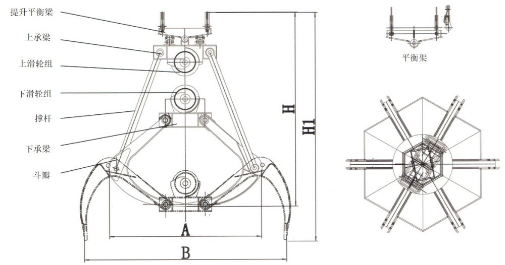 四繩/雙繩多瓣抓斗外形尺寸圖.jpg 四繩/雙繩多瓣抓斗外形尺寸圖.jpg
